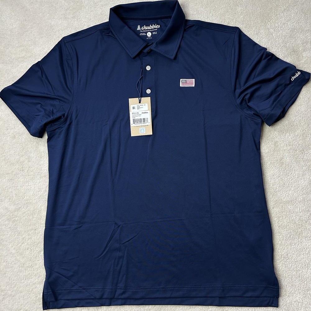 Chubbies Performance Polo Shirt Mens Large American Flag Golf Stretch